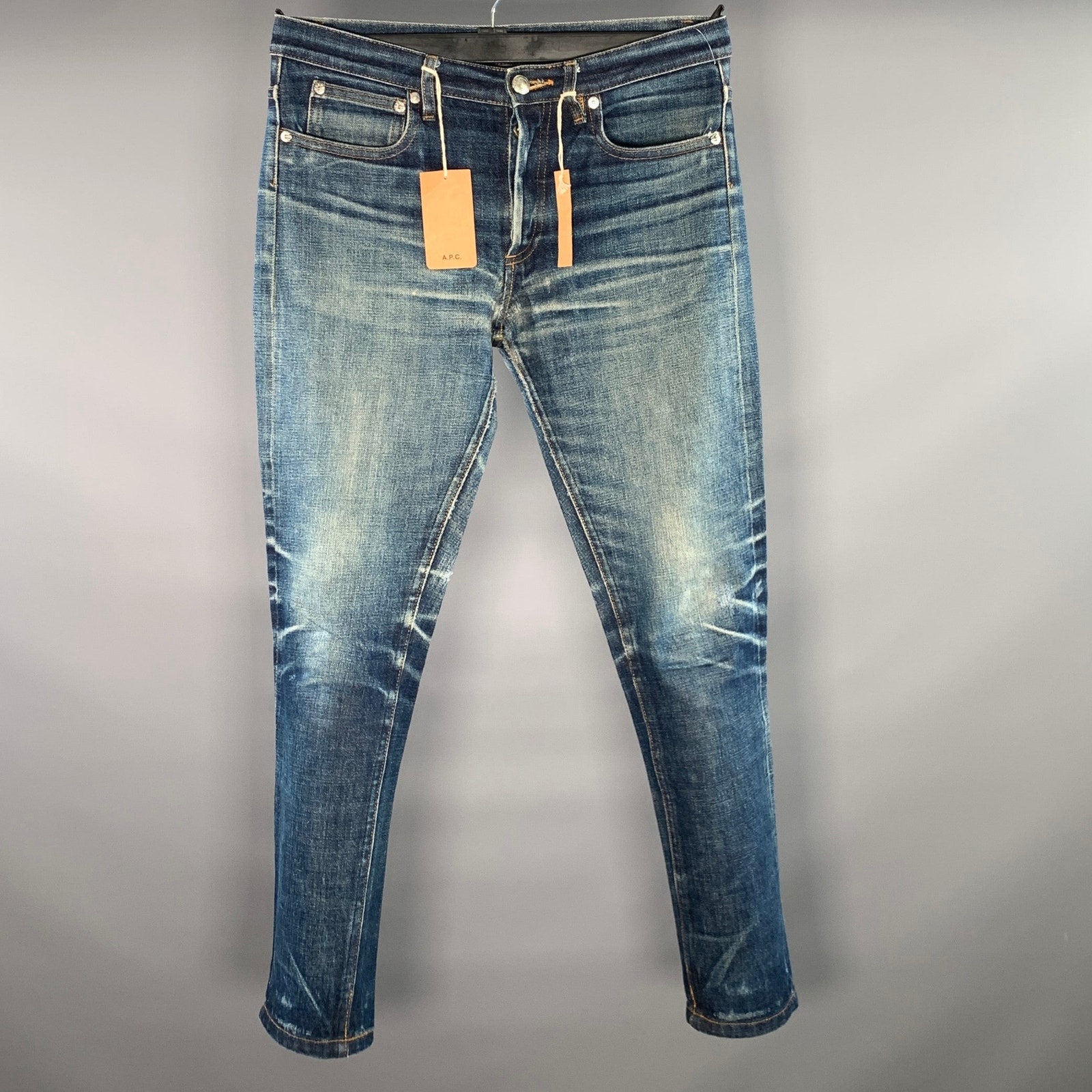 A.P.C. Size 28 Navy Wash Denim Button Fly Jeans